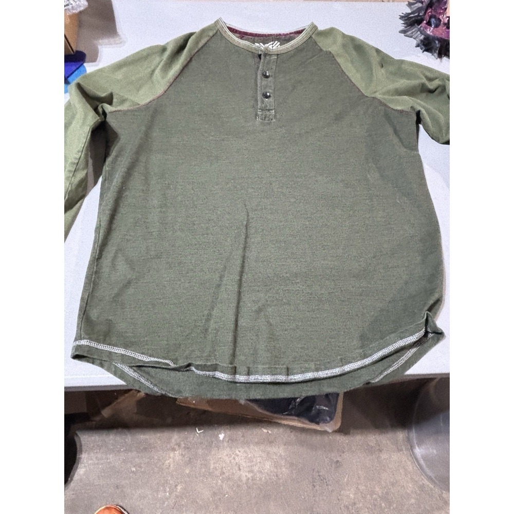 True Grit Shirt‎ Adult Medium L/S Henley Green